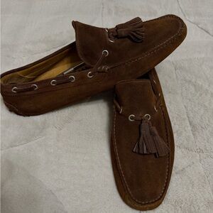 $595 MONZA Italian Calfskin Sueded Brown Tassel Driving Loafers Moccasins 43 10